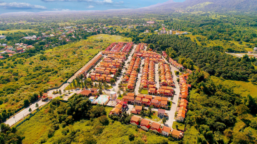 Township surrounded by greeneries