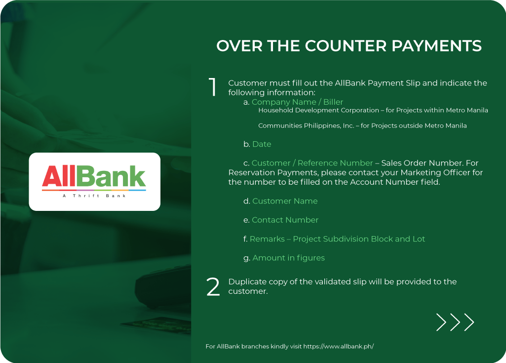 AllBank Over the counter Payments