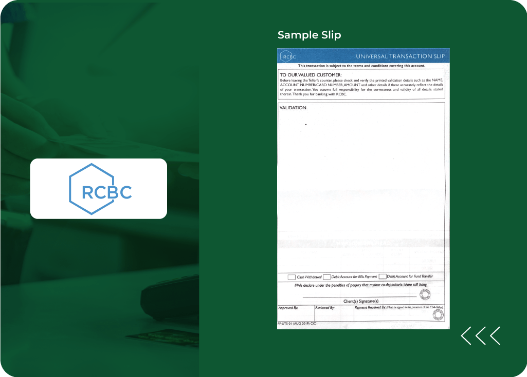 RCBC Sample Payment Slip