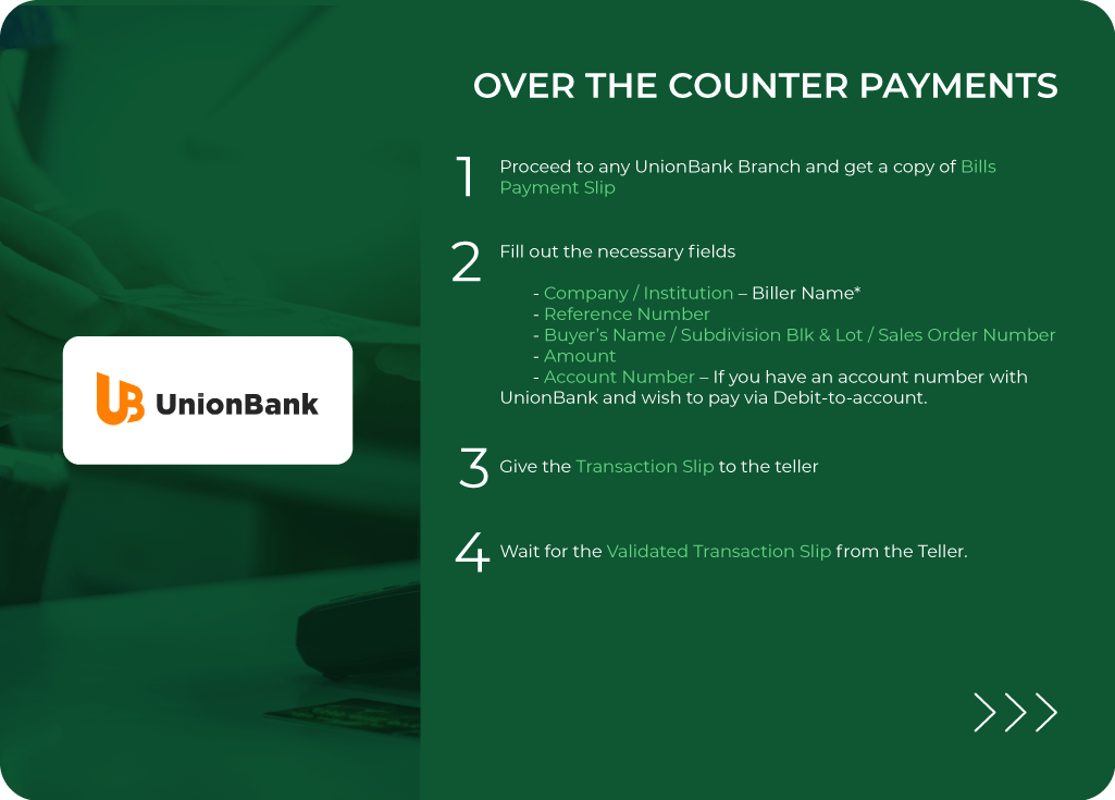 Unionbank Over the Counter Payments