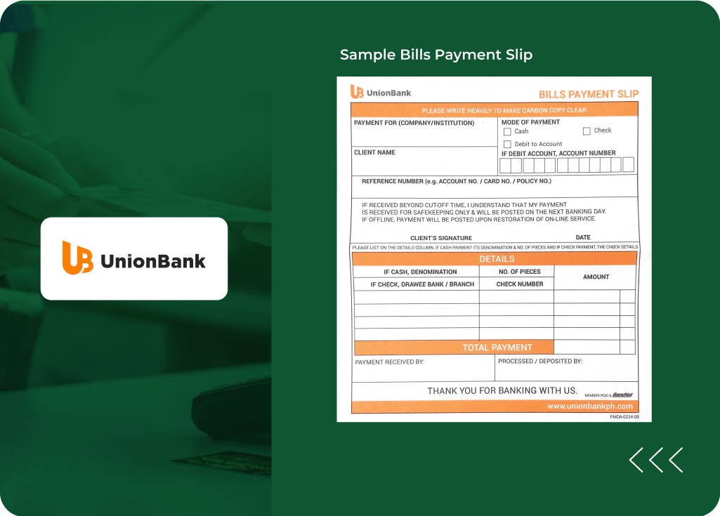 UNIONBANK Bills Payment Slip