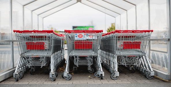 Grocery carts outside a supermarket