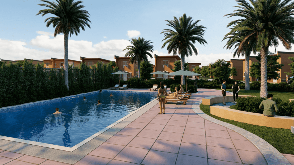 Artist's perspective: Swimming pool in Camella Santa Rosa's pre-selling house and lot community in Nueva Ecija.