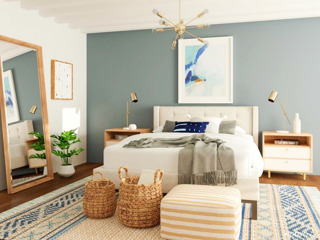 Coastal interior design idea for a bedroom by Modsy