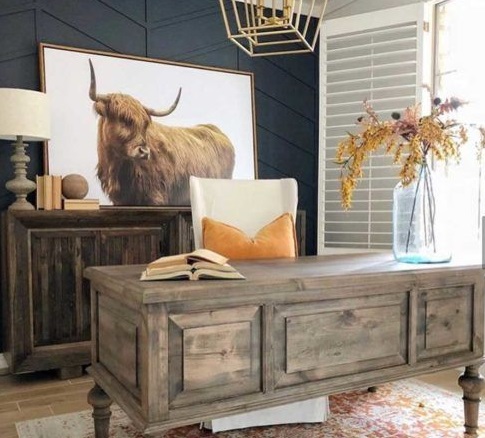 Modern home office with farmhouse vibes