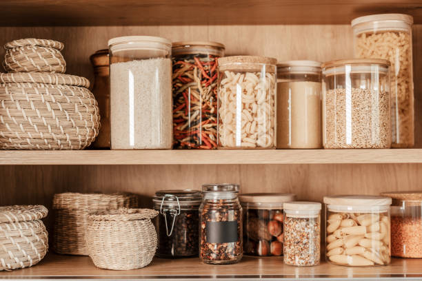Pasta and cereals stored in jars.jpg