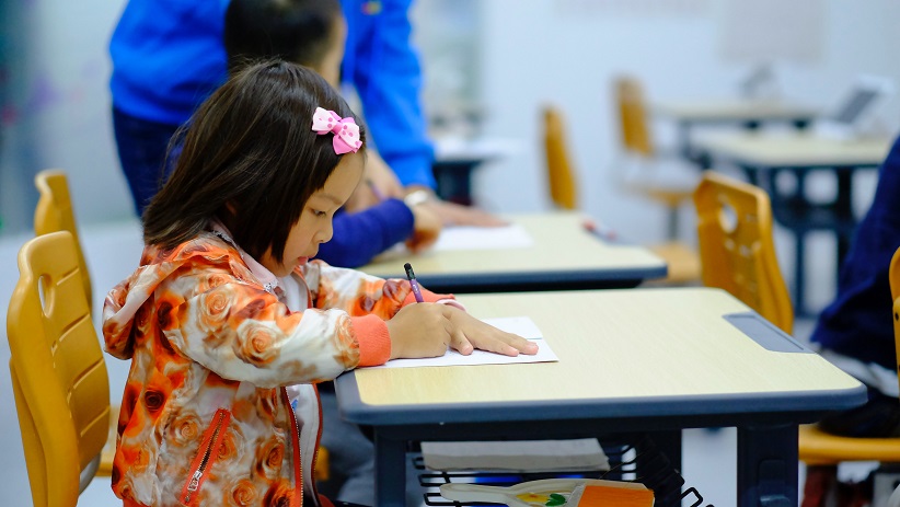 Kid learning at School