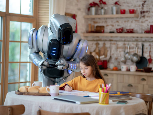 robot-teacher-looking-attentively-how-girl-writing