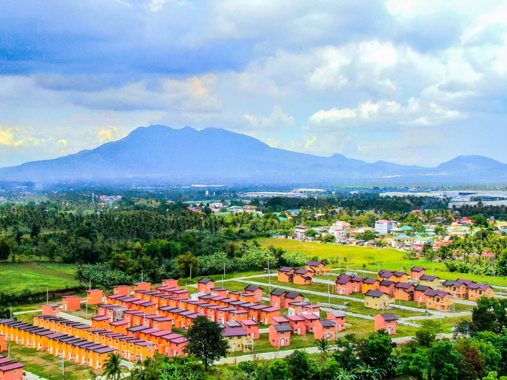 aerial shot of mount makiling and subdivision in malvar batangas