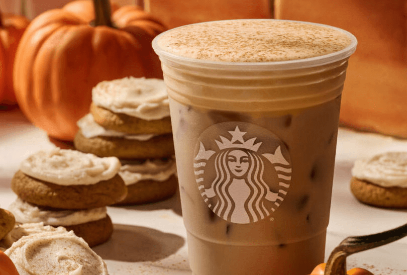 Photo from Starbuck's website, spice recipe, cinnamon ginger nutmeg, make pumpkin pie, use pumpkin