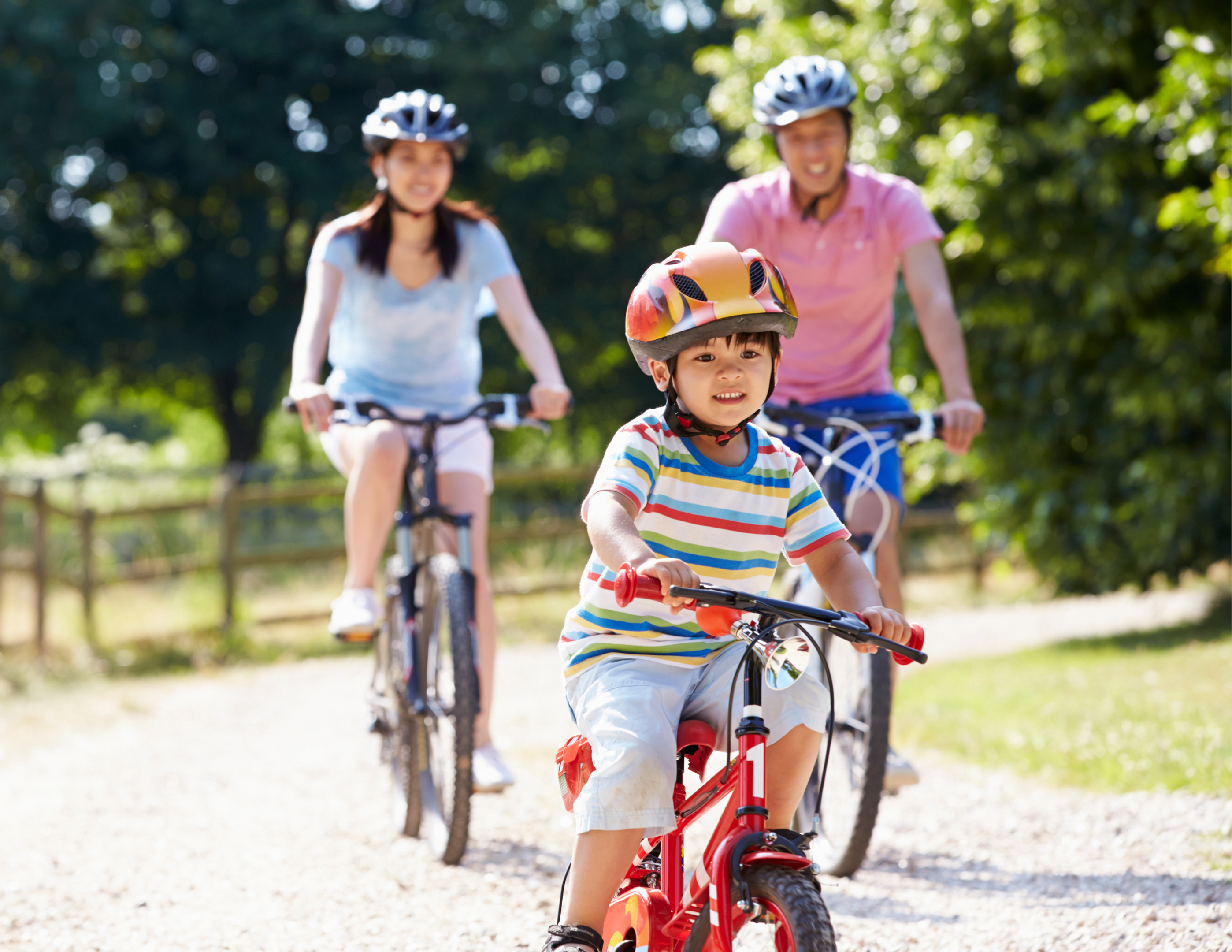 Teaching children to ride bikes at an early age