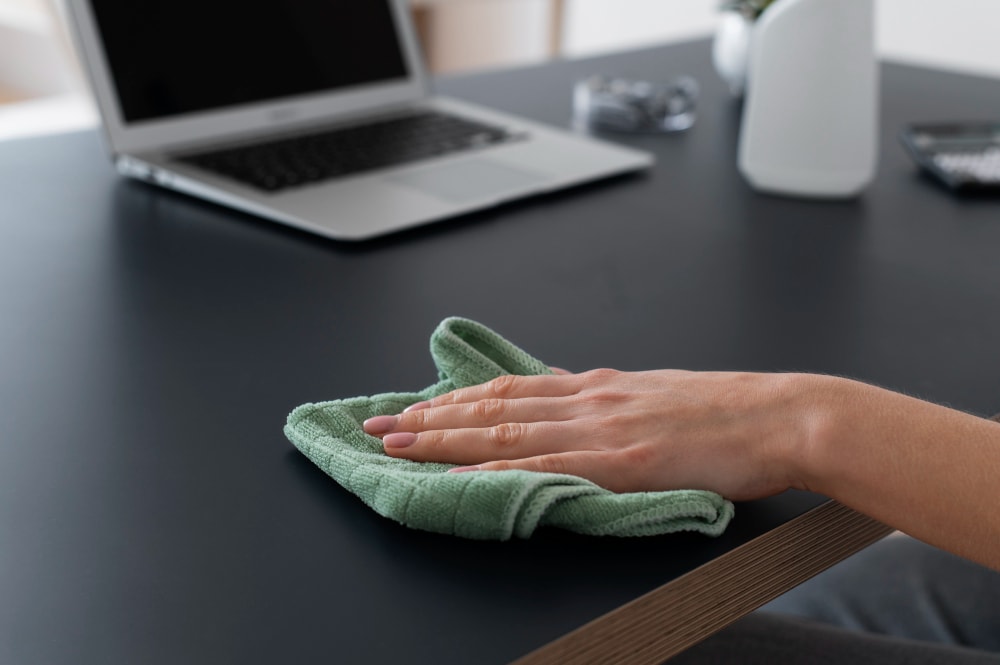 Quick wipe down surfaces where dust accumulates quickly