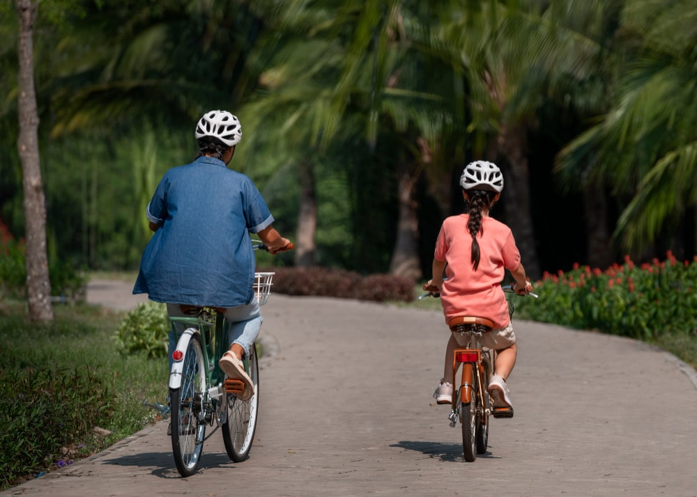 Invest in a bike helmet especially when riding along the roads