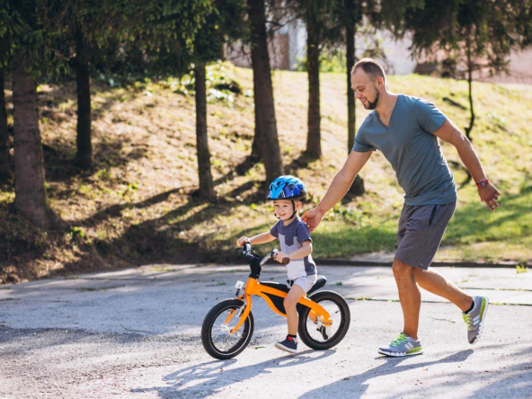 Teaching kids how to ride a bike