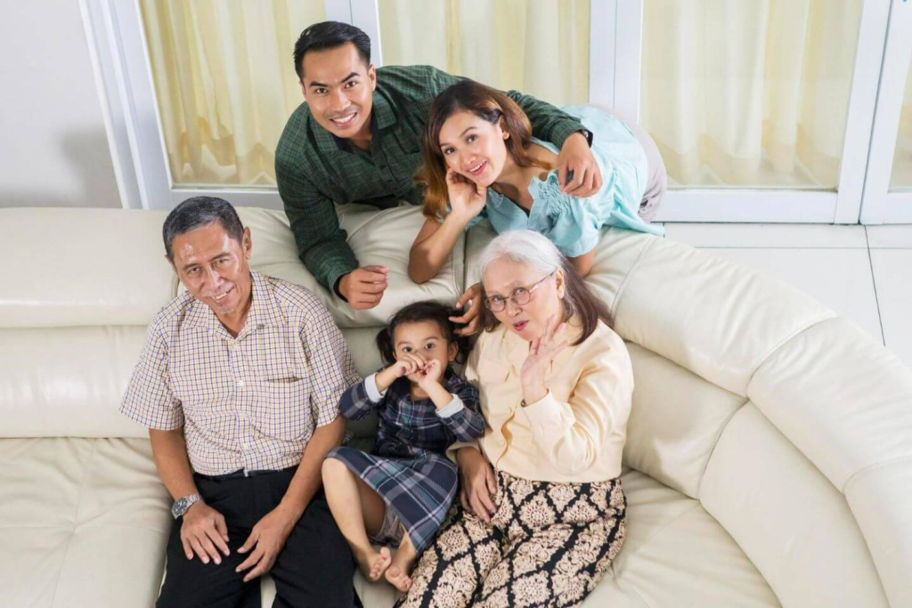 Living with extended family at home